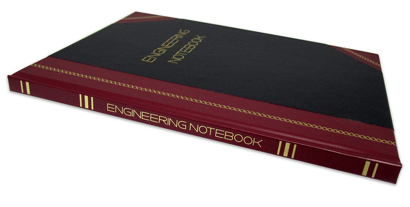 BookFactory Engineering Notebook Professional - 96 Pages (Quad Ruled - .25'' Engineering Grid), 8'' x 10'' Engineer Lab Notebook, Black & Burgundy Cover, Section Sewn Hardbound (Made in USA) - Image 2